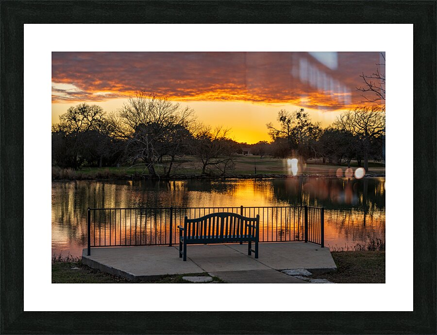 Dramatic sunset over Legacy Hills Park lake and golf course near Picture Frame print