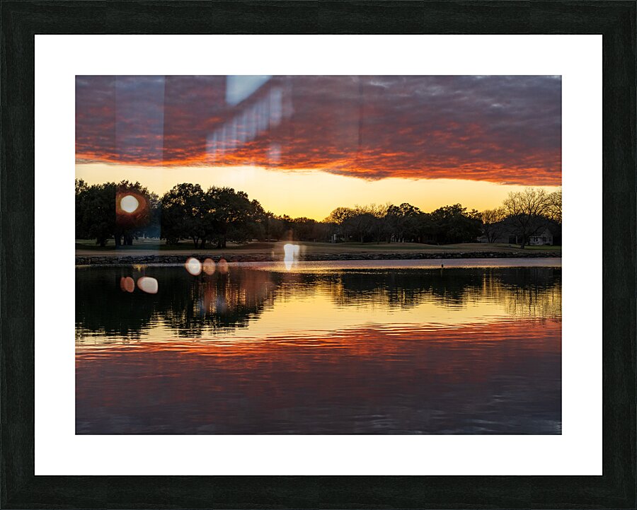 Dramatic sunset over Legacy Hills Park lake and golf course near Picture Frame print