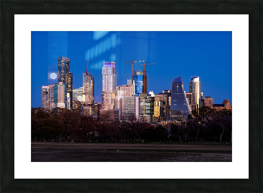 Night cityscape of downtown Austin from the west in Zilker park  Picture Frame print