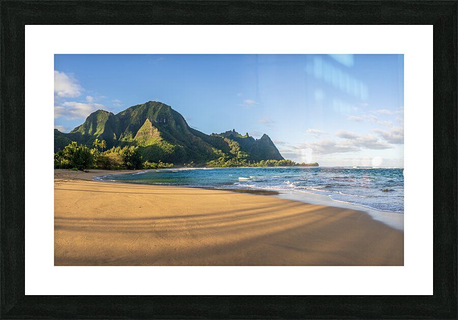Early morning sunrise over Tunnels Beach on Kauai in Hawaii Picture Frame print