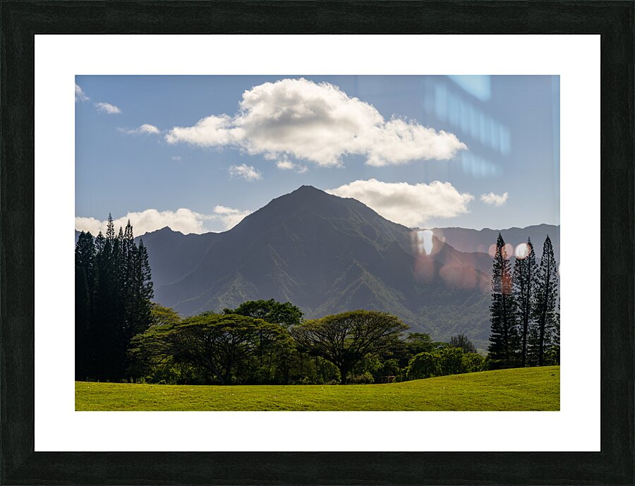 Princevilles stunning golf course with serene lake and mountain Picture Frame print