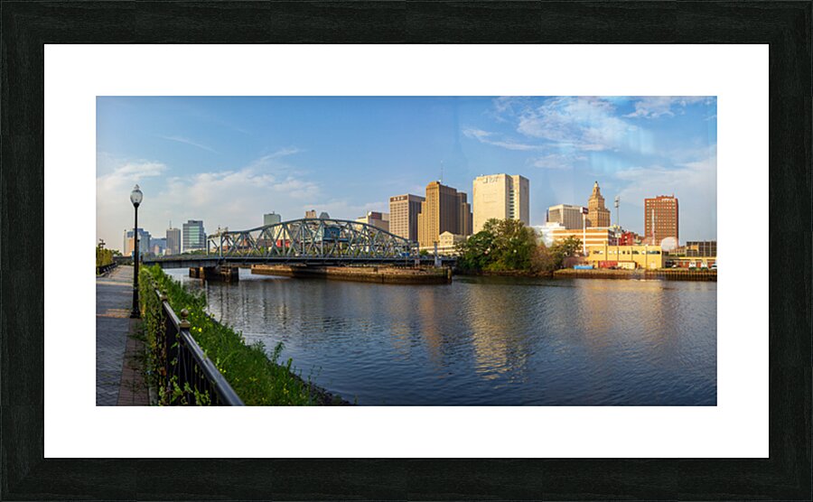 Skyline of Newark NJ from Harrison Riverbank Picture Frame print