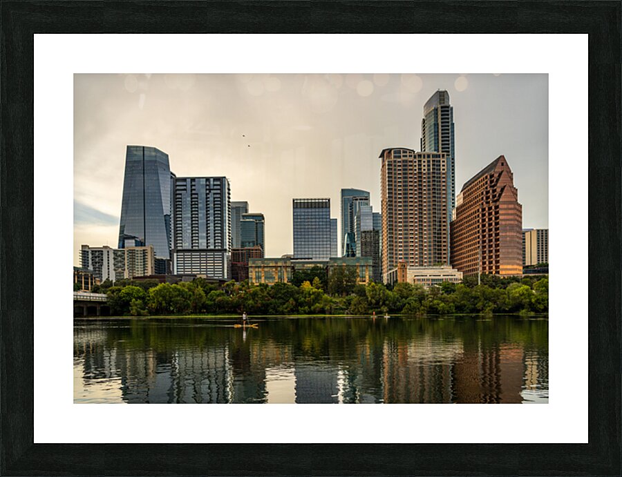 Water level view of the city skyline of Austin Texas in summer 2 Picture Frame print