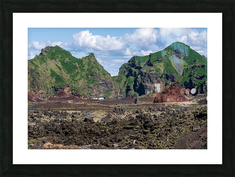 View from volcanic summit of Eldfell with Viking Neptune cruise Picture Frame print
