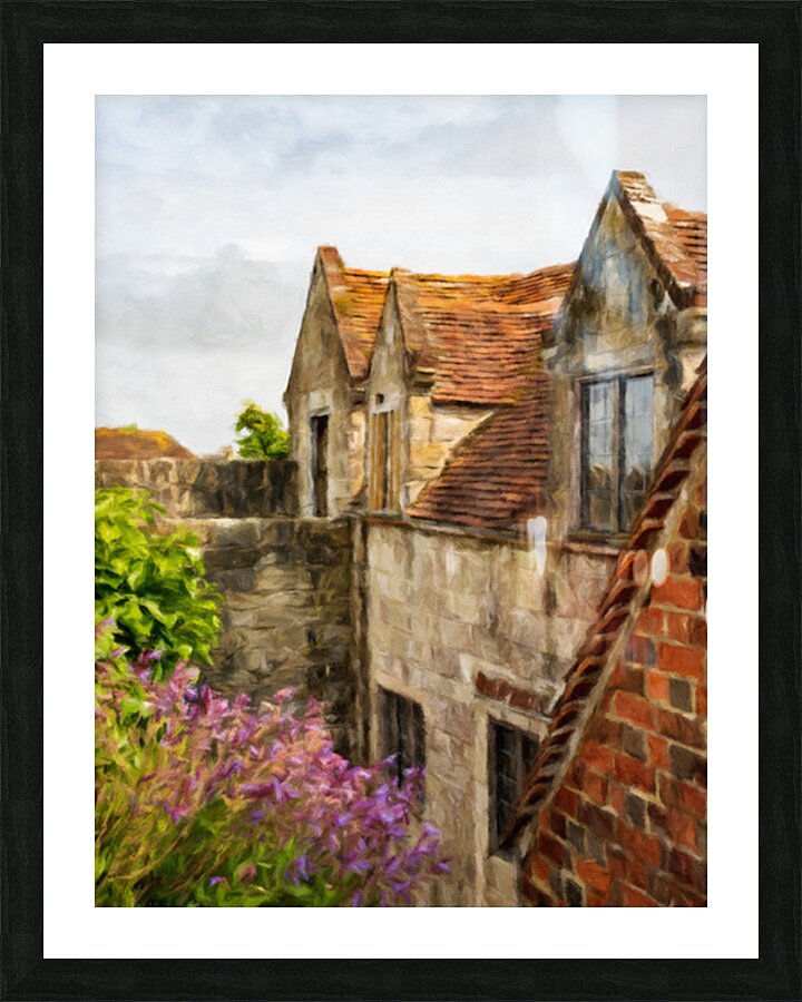 Digital oil painting of Yarmouth Castle building with red tiled  Picture Frame print