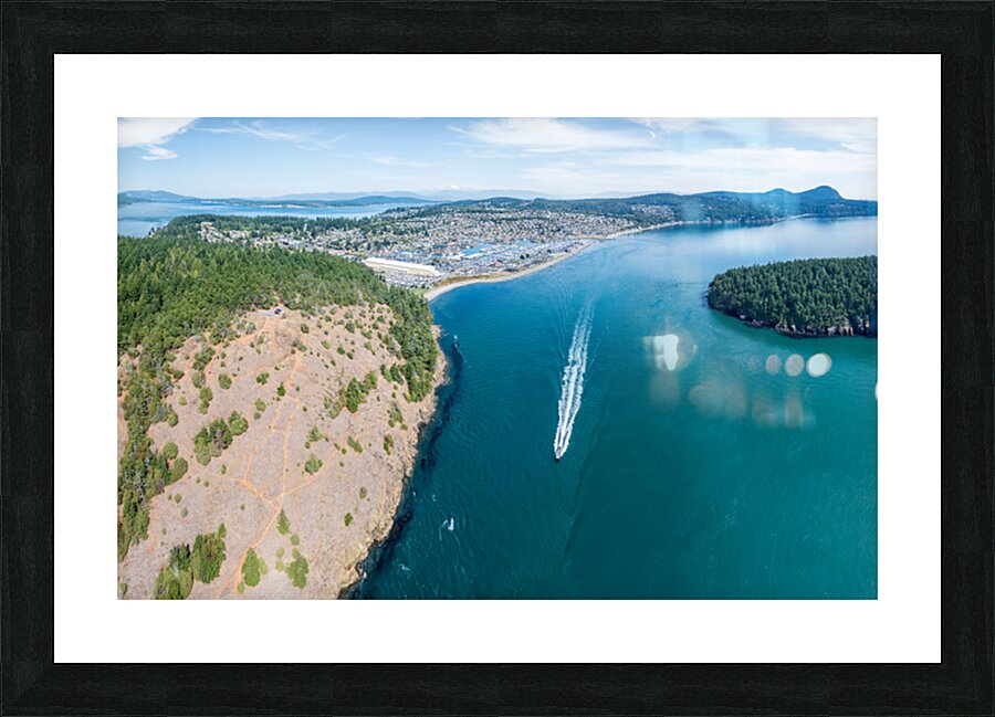 Aerial view of Anacortes on Fidalgo Island in Washington State Picture Frame print
