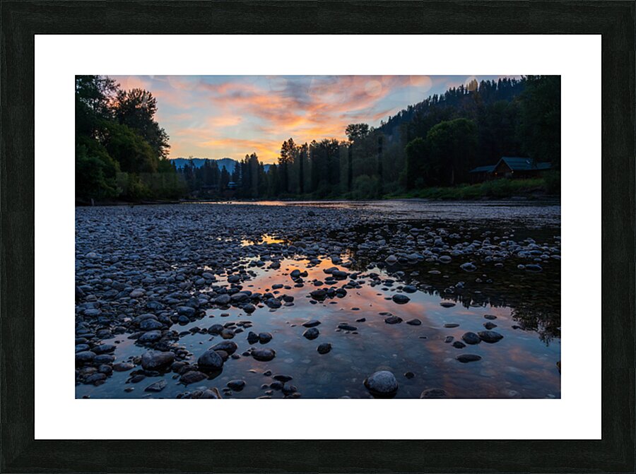 Sunrise over Wenatchee River in Leavenworth Washington State Picture Frame print