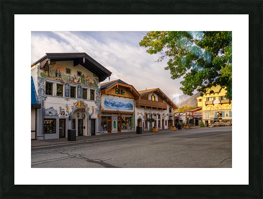 Alpine scenes on hat and candle store in Leavenworth WA Picture Frame print