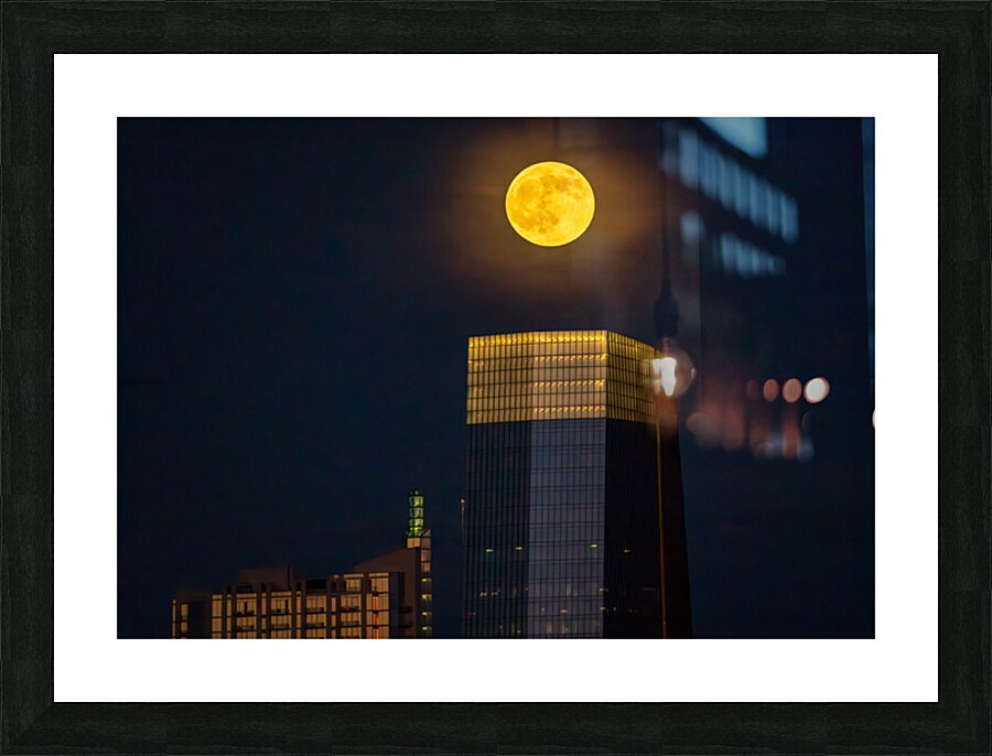 Harvest moon above sixth and Guadalupe apartment Austin Picture Frame print