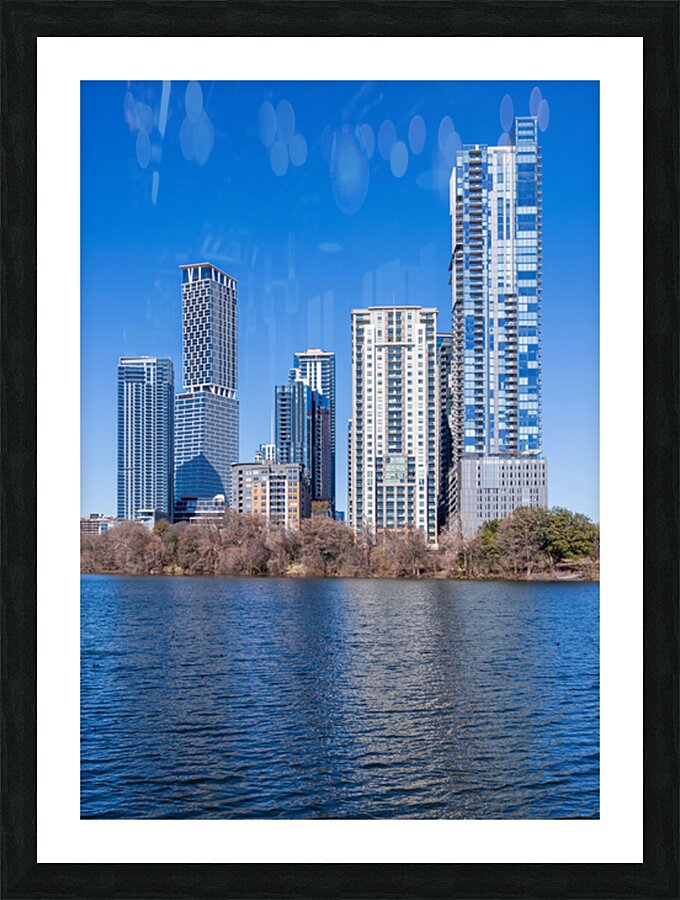 Modern Rainey Street Austin apartments above lake Picture Frame print