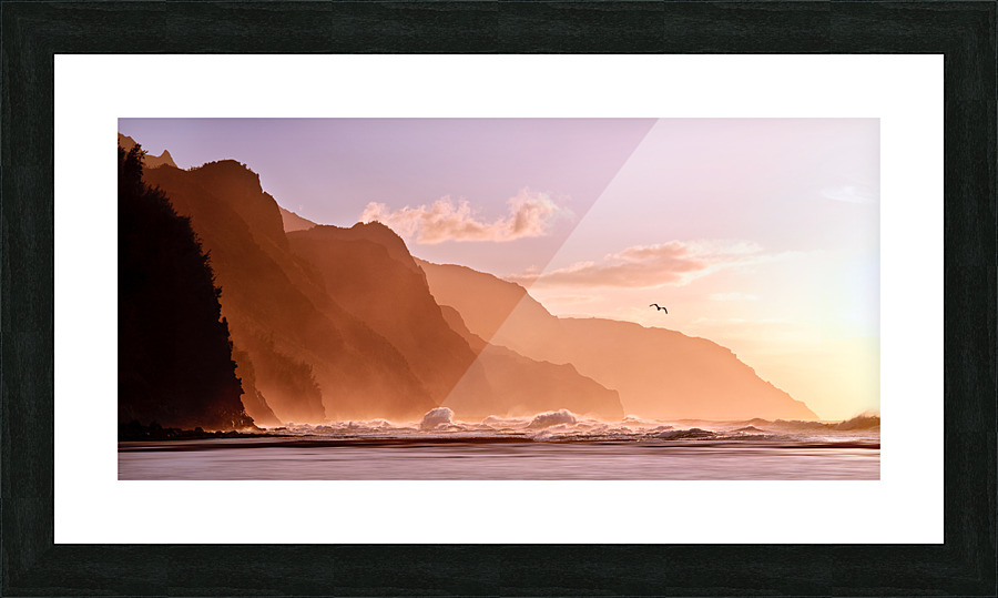 Kauai sunset with bird   Framed Print Print