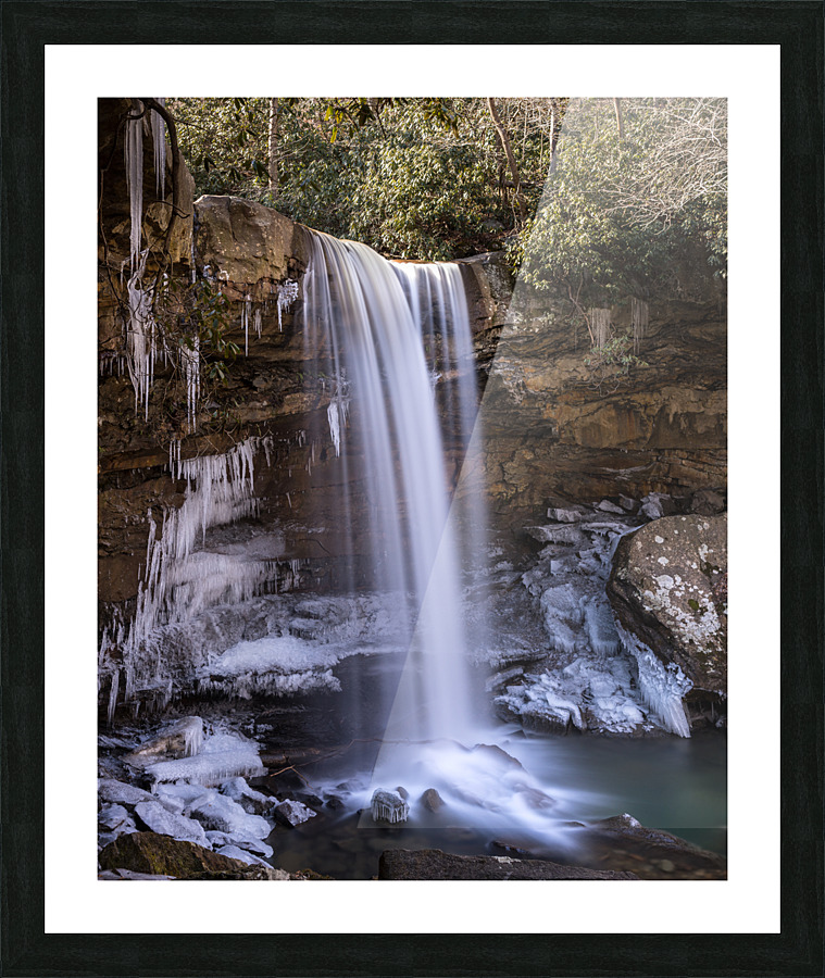 Cucumber Falls in the Ohiopyle State Park in winter  Framed Print Print
