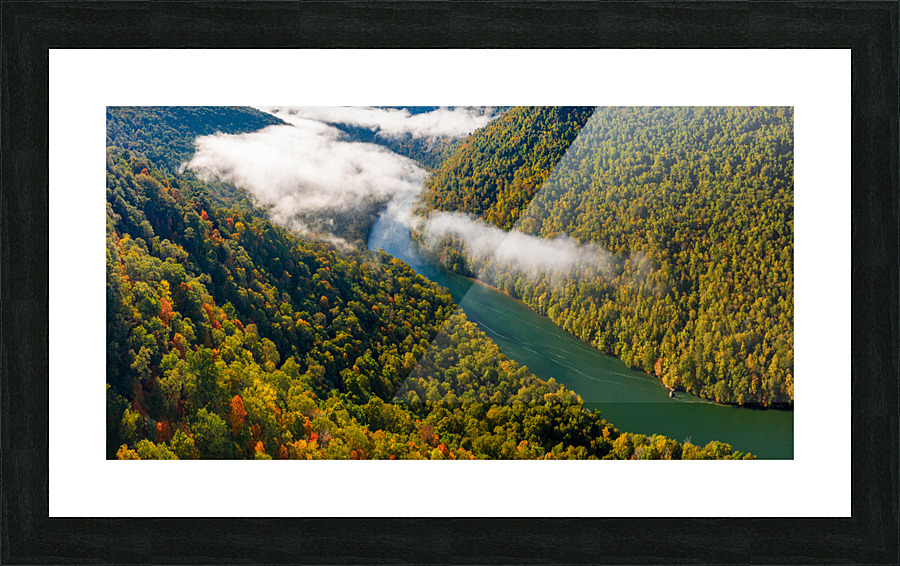 Narrow gorge of the Cheat River upstream of Coopers Rock State Park  Framed Print Print