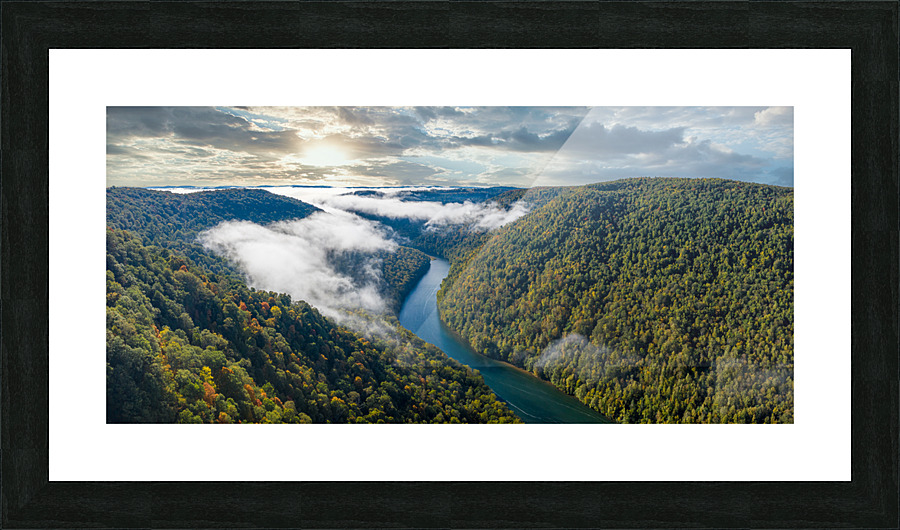 Panorama of gorge of the Cheat River upstream in the fall  Framed Print Print