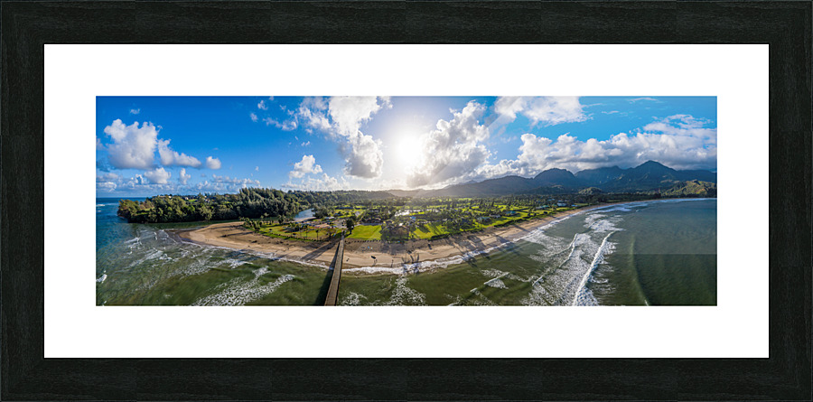 Aerial drone shot of Hanalei bay  Impression encadrée