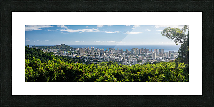 Panorama of Waikiki and Honolulu  Impression encadrée