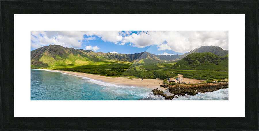 Makua beach and valley on west coast of Oahu  Framed Print Print