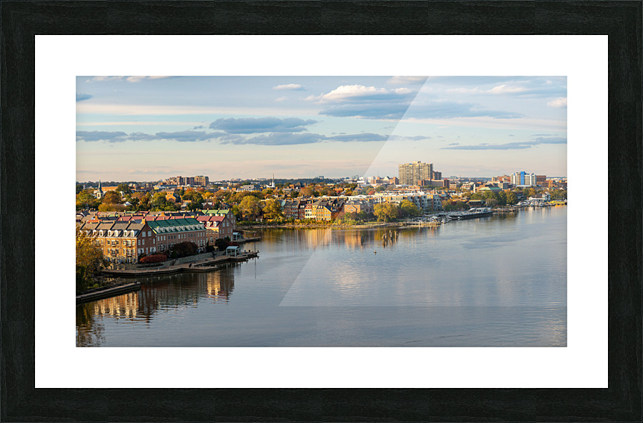 Waterfront of city of Alexandria in Virginia at sunset  Framed Print Print