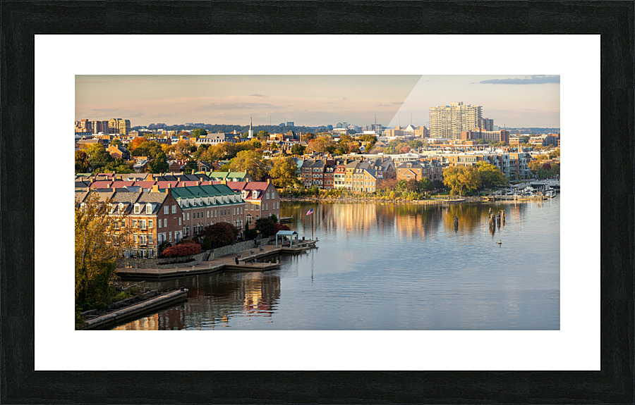 Waterfront of city of Alexandria in Virginia at sunset  Framed Print Print