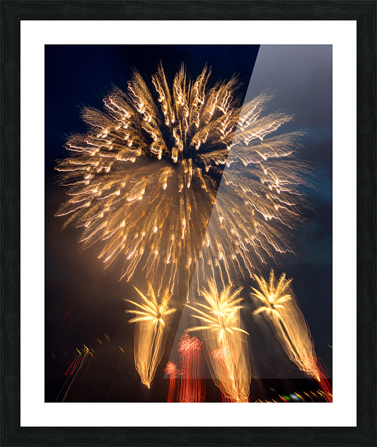 Abstract fireworks over Pittsburgh  Framed Print Print