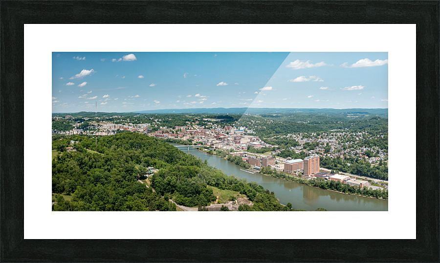 Aerial drone image of the downtown and university in Morgantown  Impression encadrée