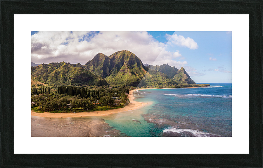 Tunnels Beach on the north shore of Kauai in Hawaii  Framed Print Print