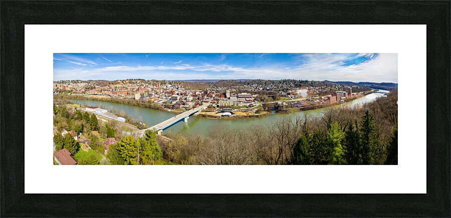 Aerial panorama of City of Morgantown WV  Framed Print Print
