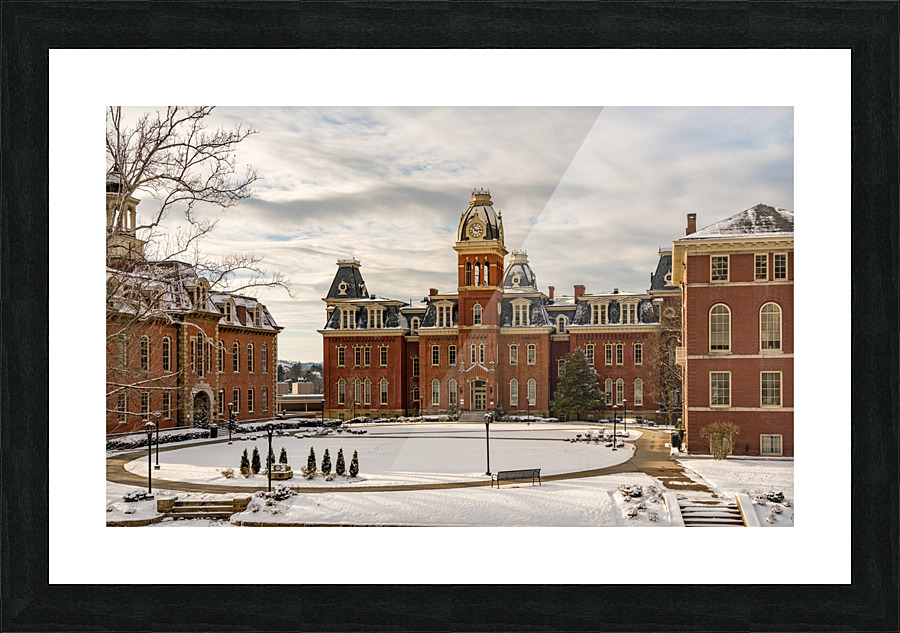 Woodburn Hall at West Virginia University in the snow Picture Frame print