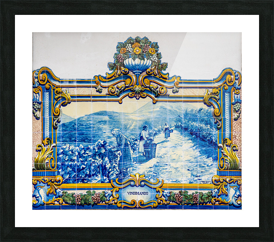 Ceramic tiles at Pinhao station in Portugal  Framed Print Print