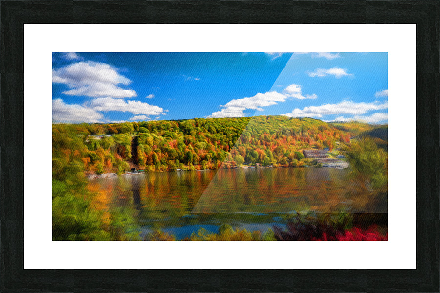 Painting of fall colors on Cheat Lake Morgantown  Framed Print Print