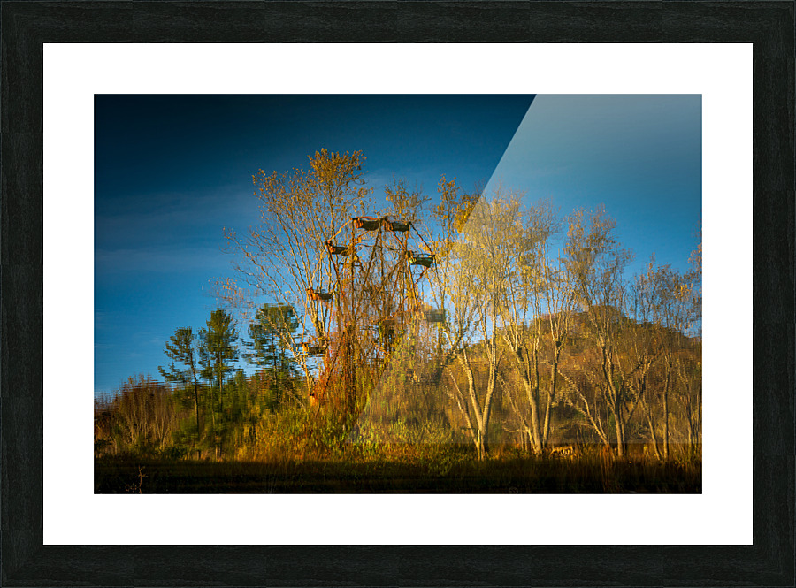 Ferris Wheel ride at abandoned funfair  Picture Frame print