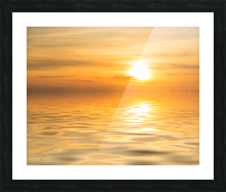 Sunset over calm ocean or sea  Framed Print Print