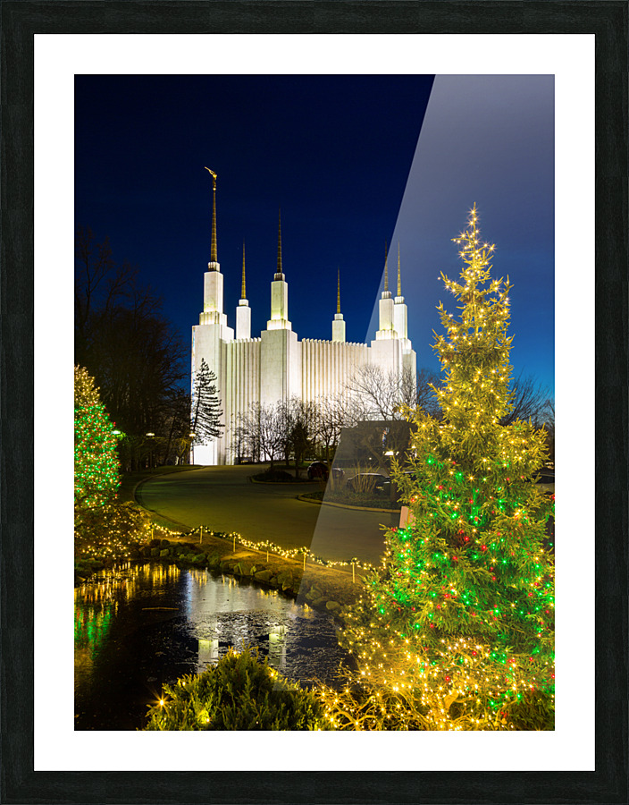 Mormon temple in Washington DC with xmas lights  Framed Print Print