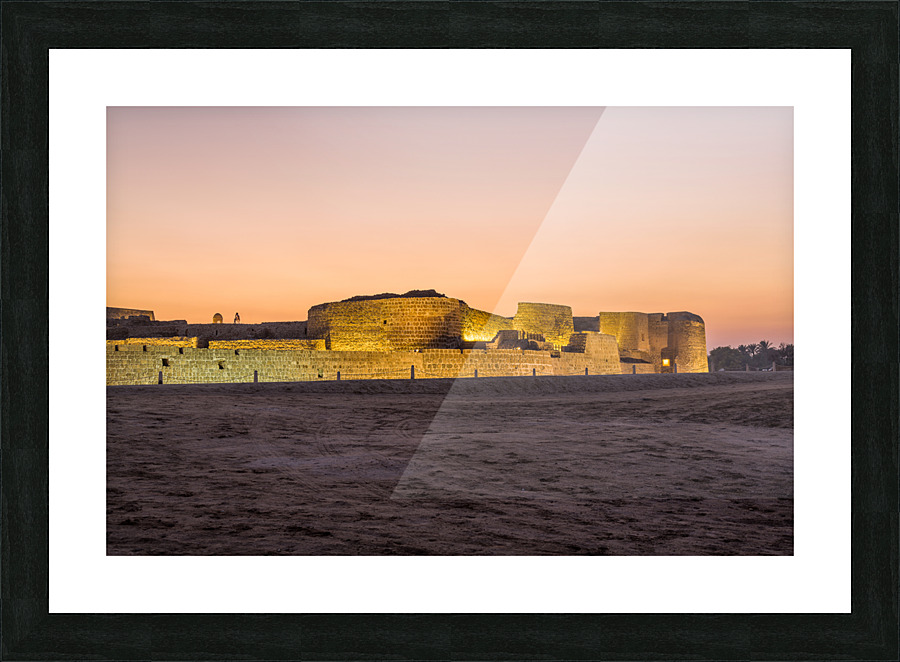 Old Bahrain Fort at Seef at sunset Picture Frame print