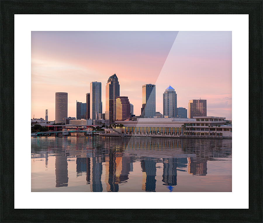 City skyline of Tampa Florida at sunset  Framed Print Print