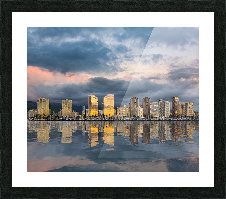 Panorama of Waikiki Honolulu Hawaii  Framed Print Print