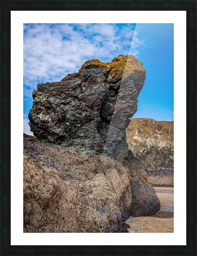 Unusual rock formation at Kynance Cove near the Lizard in Cornwa  Framed Print Print