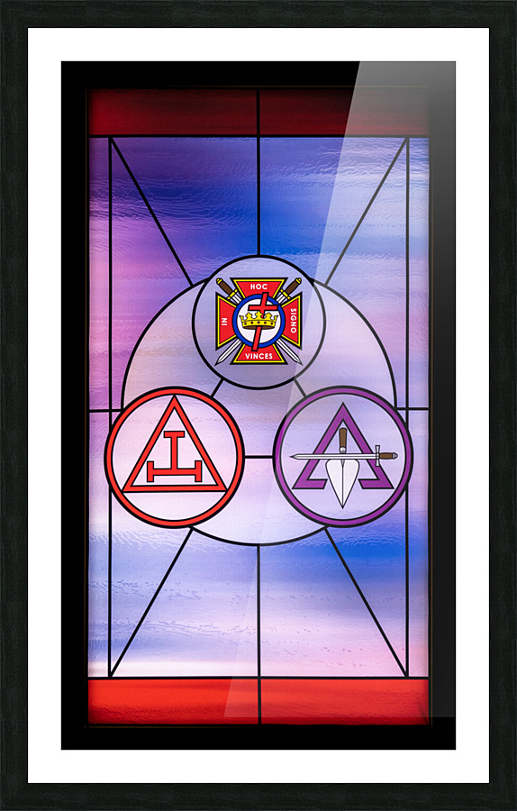 Stained glass window for the order of the Knights Templar  Framed Print Print
