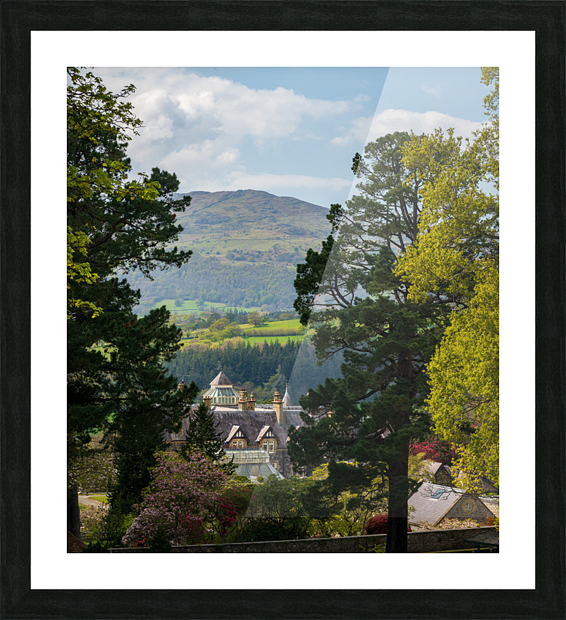 View of the manor house at Bodnant Gardens in North Wales  Framed Print Print