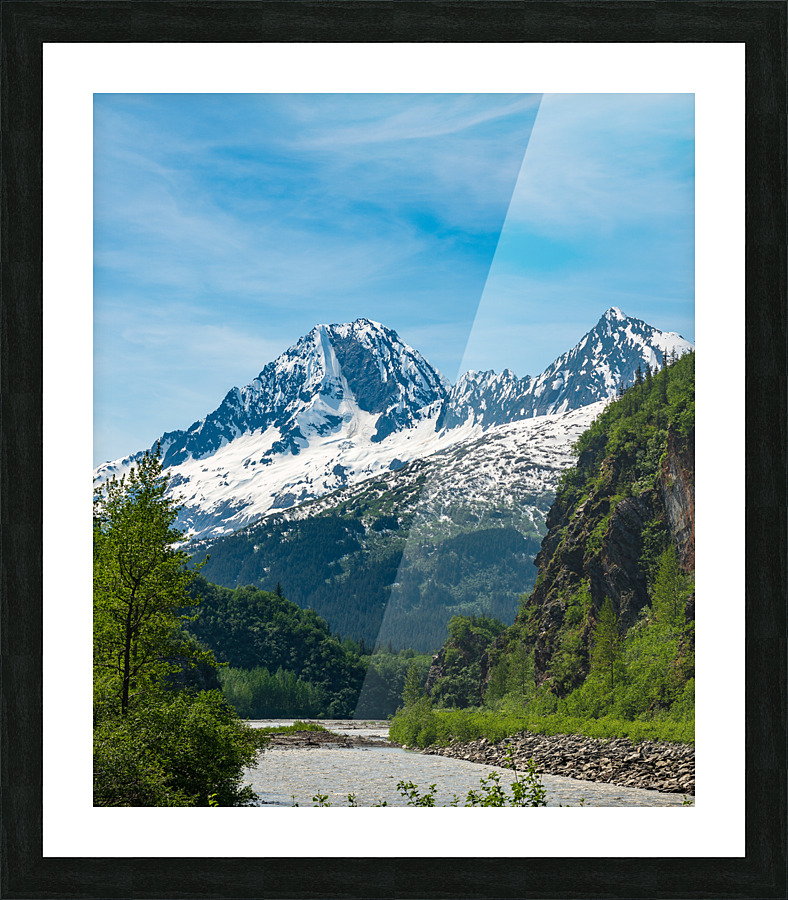 Majestic mountains from Keystone Canyon rise over trees Picture Frame print
