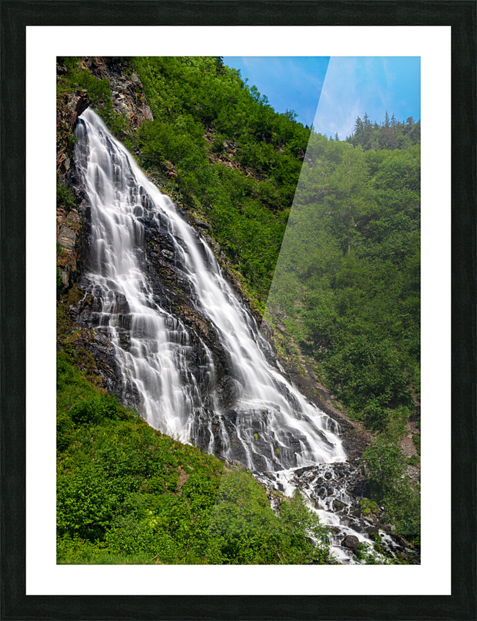Dramatic waterfall of Horsetail Falls in Keystone Canyon  Framed Print Print