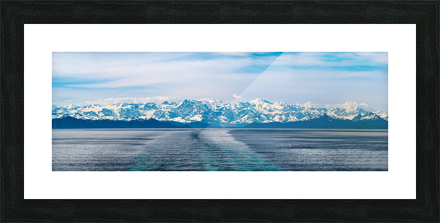 Cruise boat wake leaving Prince William Sound and Valdez  Framed Print Print