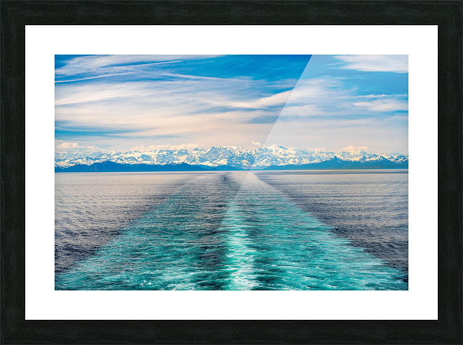 Cruise boat wake leaving Prince William Sound and Valdez Picture Frame print