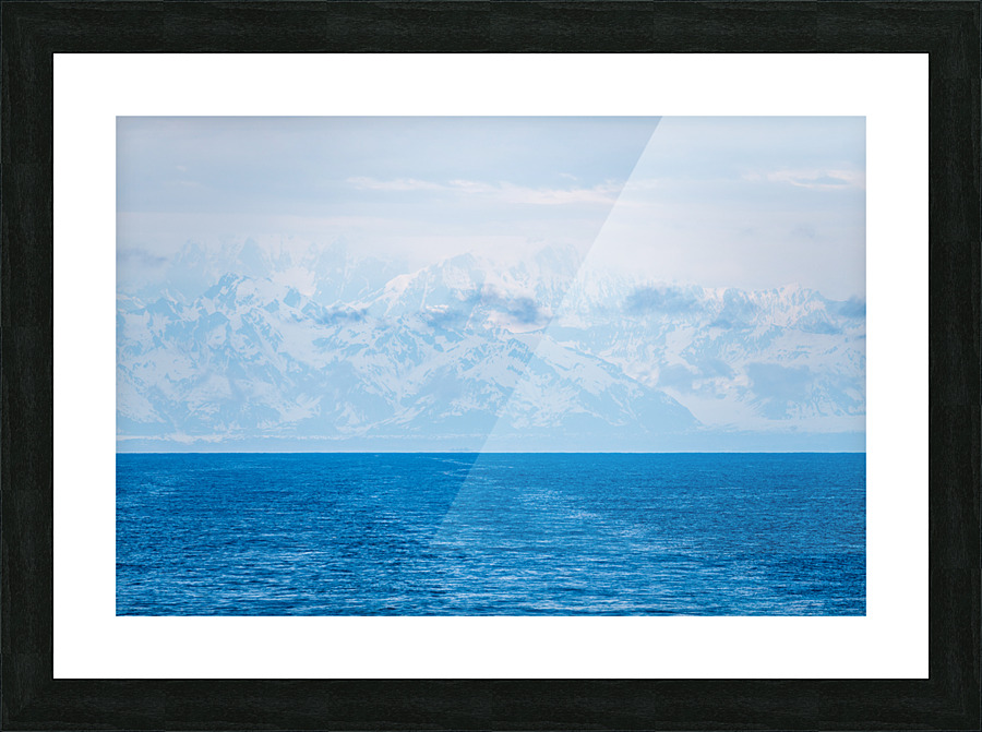 High mountains around Yakutat in mist as ship sails from Hubbard Picture Frame print