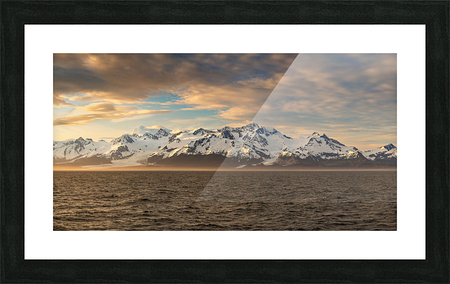 Sunset by Mt Fairweather and the Glacier Bay National Park  Framed Print Print
