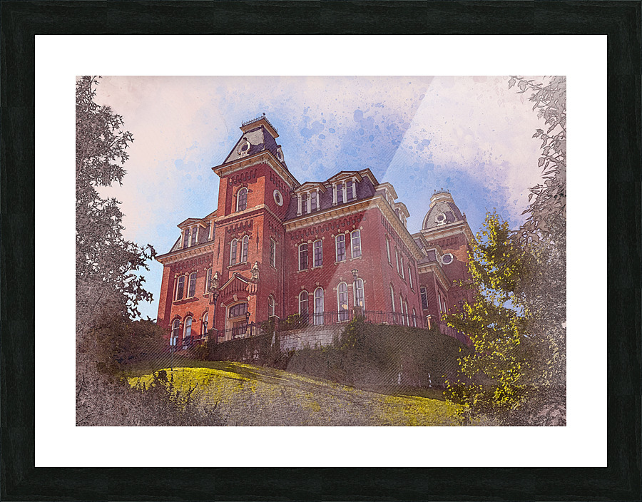 Digital art of Woodburn Hall at WVU in Morgantown Picture Frame print
