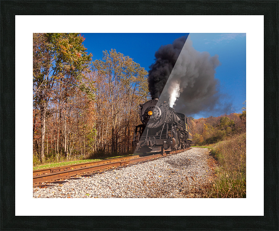 WMRR Steam train powers along railway  Impression encadrée