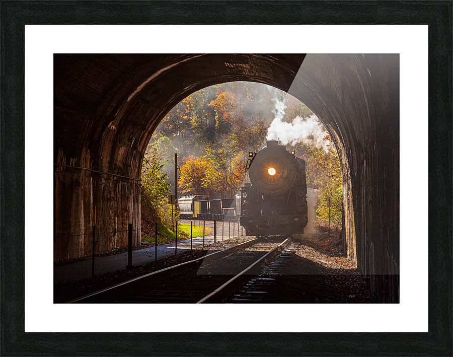 1916 Baldwin Steam locomotive enters tunnel Picture Frame print