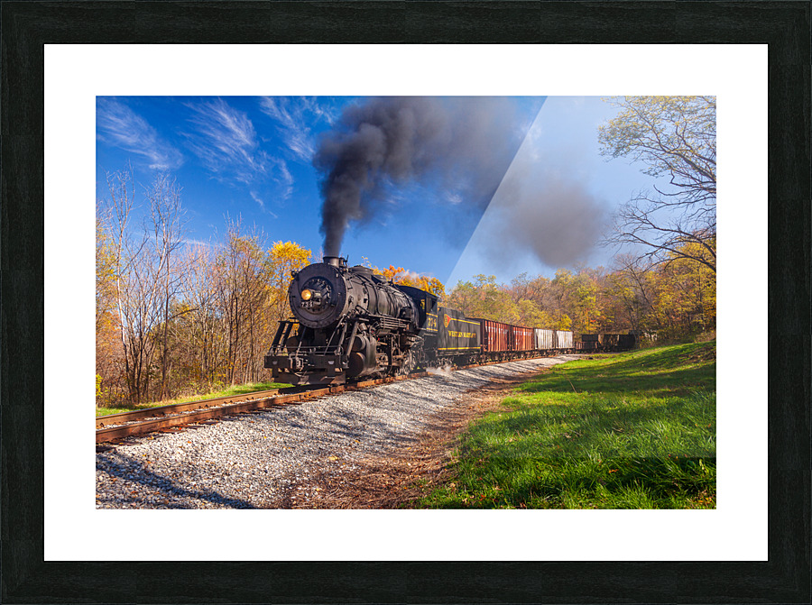 WMRR Steam train powers along railway Picture Frame print