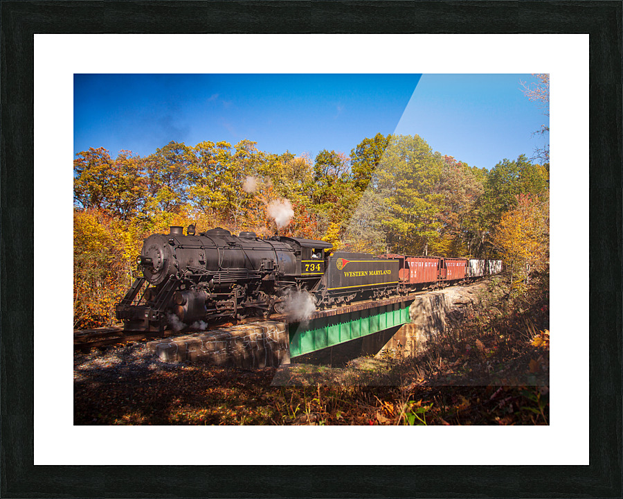 WMRR Steam train powers along railway Picture Frame print